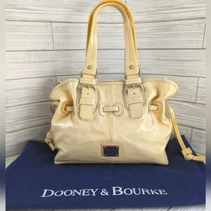 Dooney & Bourke Vintage Patent Leather Chiara Satchel Bag in Flax Yellow